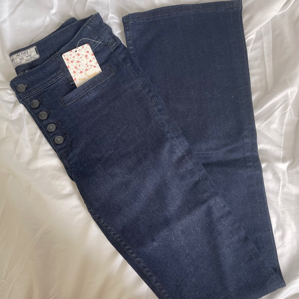 NWT Free People Kaye High Rise Button Front jeans